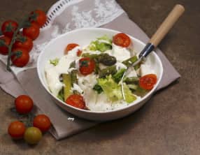 Pétales de cabillaud asperges vertes et sauce fromage blanc