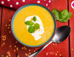 Soupe de lentilles corail et butternut