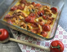 Crevettes à l’ail tomates et mozzarella