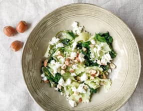 Ravioles, épinards et noisettes