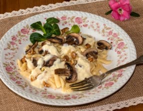 Spätzle aux champignons, crème de Munster au Riesling