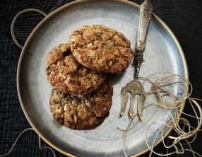 Cookies chocolat, amandes effilées, flocon d'avoine