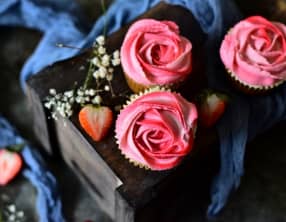 Cupcakes aux fraises et chocolat blanc