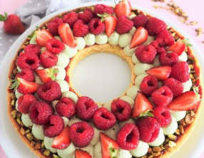 Tarte aux framboises et pistache