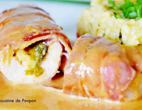 Ballottine de poulet à la mozzarella, basilic et moutarde douce