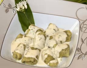 Gnocchis à l'ail des ours, crème au comté