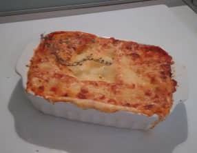 Lasagnes au tofu au basilic, tomates et aubergines