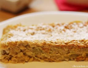 Cake aux flocons d'avoine et à la rhubarbe