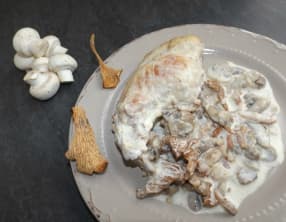 Cuisses de lapin à la crème et aux champignons