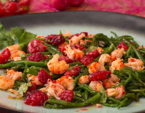 Poêlée de salicorne aux écrevisses, sauce à la framboise