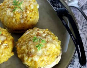 Champignons farcis aux lentilles corail