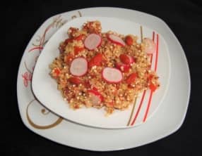 Taboulé de quinoa et de boulgour aux radis et aux baies de Goji