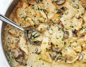 Poulet stroganoff aux champignons