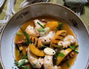 Langoustines aux abricots et aux girolles