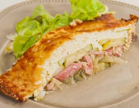 Gratin de courgettes farcies au jambon et au comté