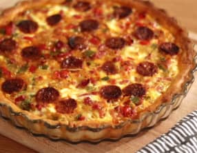Tarte aux 3 poivrons et chorizo