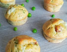 Mini Muffins petits pois, jambon et mozzarella ou kiri