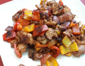 Plancha de dinde et de poivron, sauce aigre-douce