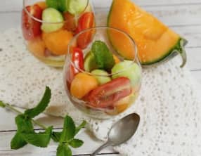 Verrines de melon parme et mozzarella