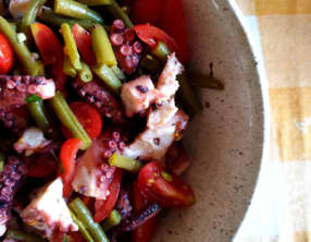 Salade de poulpe et haricots verts