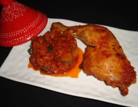 Tajine de poulet aux tomates et à la courgette