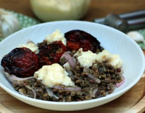 Lentilles aux tomates et au gorgonzola