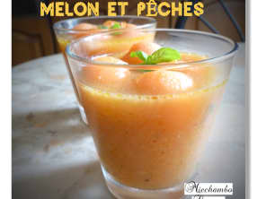 Gaspacho de melon et pêches jaunes au citron