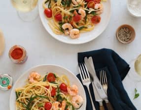 Linguine aux crevettes et salicorne