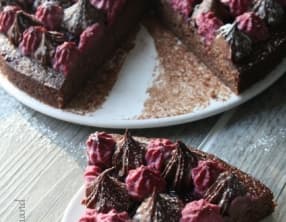 Moelleux à la crème de patate douce et mousse à la mûre