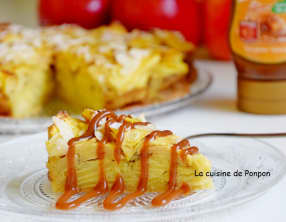 Gâteau invisible aux pommes et combava et son filet de caramel au beurre salé Raffolé