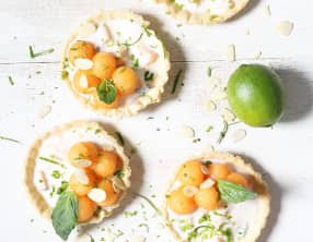 Tartelettes melon et yaourt brassé aux fruits jaunes