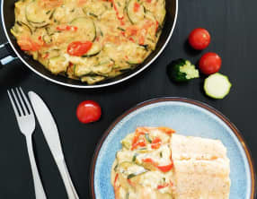 Courgettes crémeuses poivrons fromage