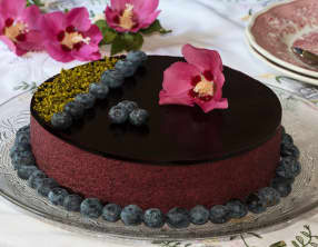 Entremet myrtilles et framboises