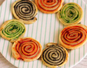 Feuilletés escargots colorés pour l'apéritif