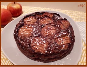 Flaugnarde pomme rhum chocolat