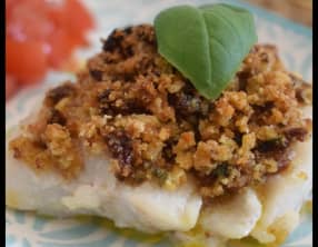 Cabillaud en croûte de basilic et tomates séchées