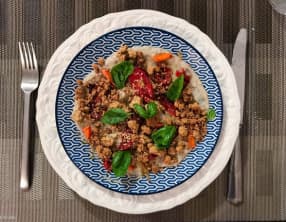 Crumble revisité, aubergine et tomate confite