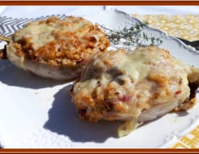 Aubergine farcie au boulgour et sardines