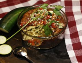 Flan de courgettes sauce vierge