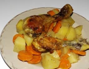 Poulet aux légumes et au vinaigre de cidre
