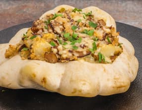 Pâtisson farci aux cèpes et à la crème de noix de cajou