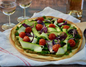 Pizza aux légumes et crème d’aubergine