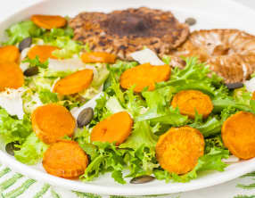 Coulemelles poêlées aux patates douces cuites au four