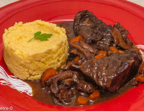 Joue de boeuf et polenta au café