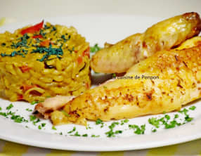 Coucou de Malines mariné à la provençale, cuit à basse température et risotto