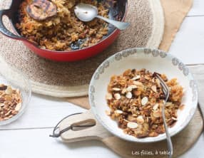 Gâteau d’aubergines à l’agneau et au riz