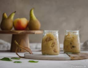Compote pomme, poire et basilic cannelle