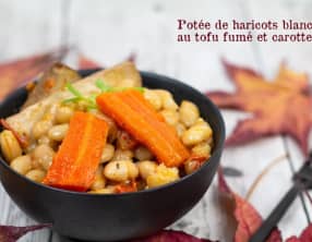 Potée de haricots blancs au tofu fumé et carottes