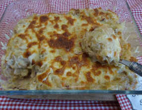 Parmentier aux restes de rouelles de porc confite