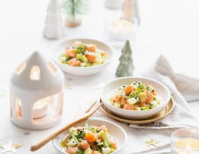 Tartare de saumon, avocat et pomme verte